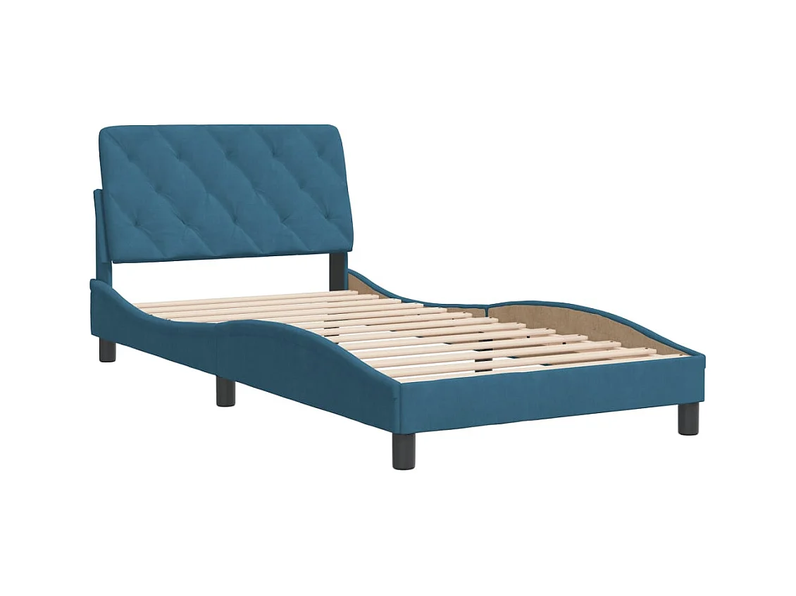 Estructura de cama sin colchón azul 100x200 cm terciopelo