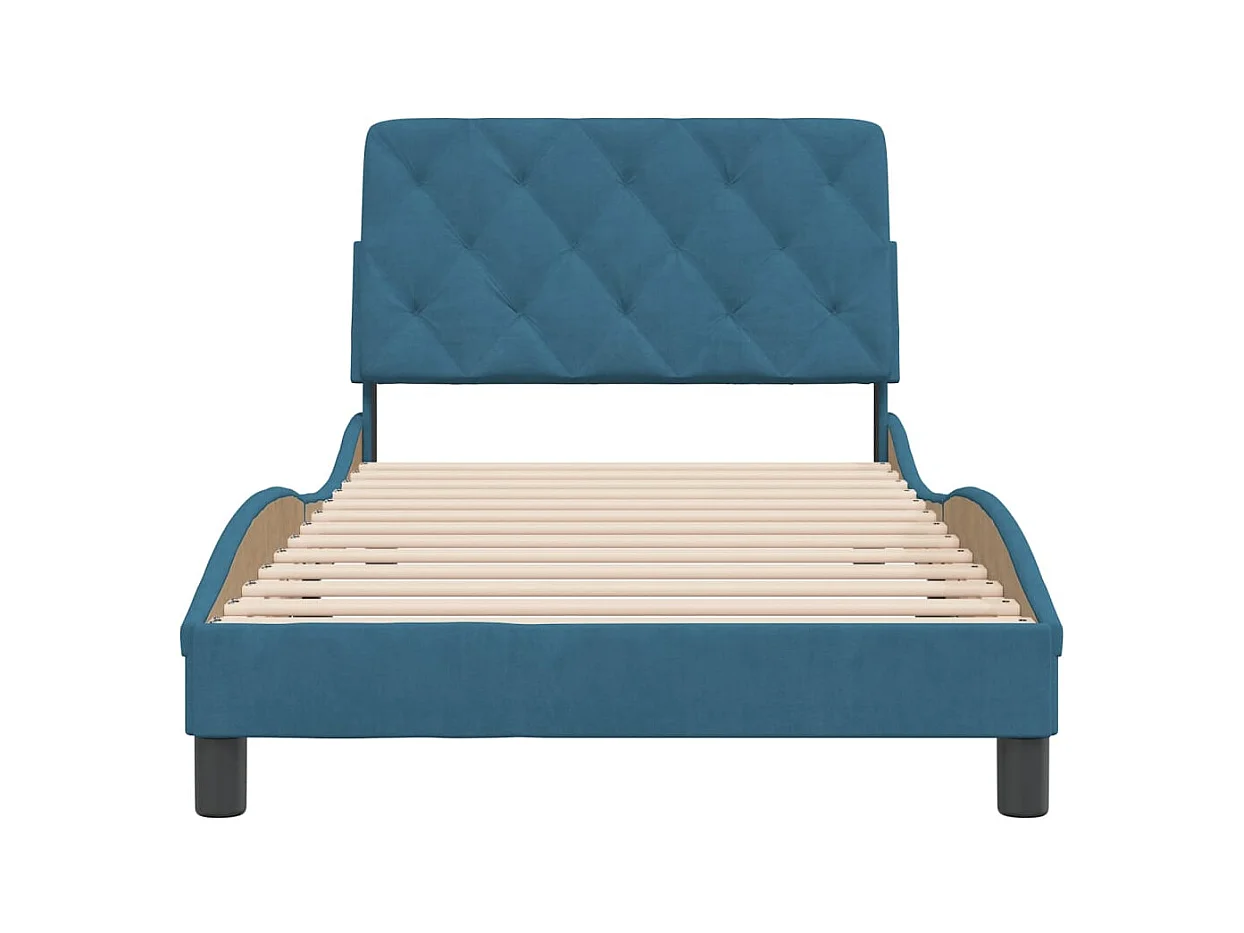 Estructura de cama sin colchón azul 100x200 cm terciopelo