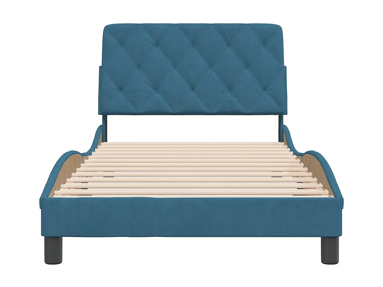 Cadre de lit sans matelas bleu 100x200 cm velours
