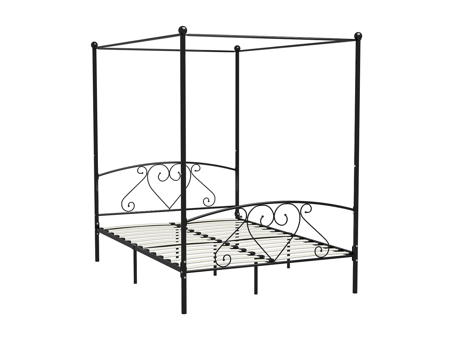 Cadre de lit sans matelas avec baldaquin noir 160x200 cm métal