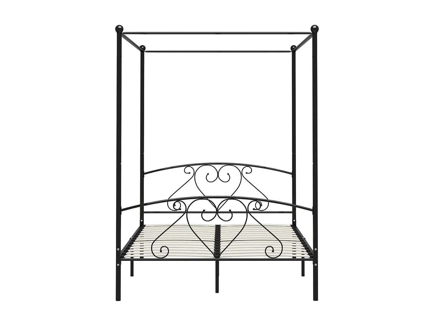 Cadre de lit sans matelas avec baldaquin noir 160x200 cm métal