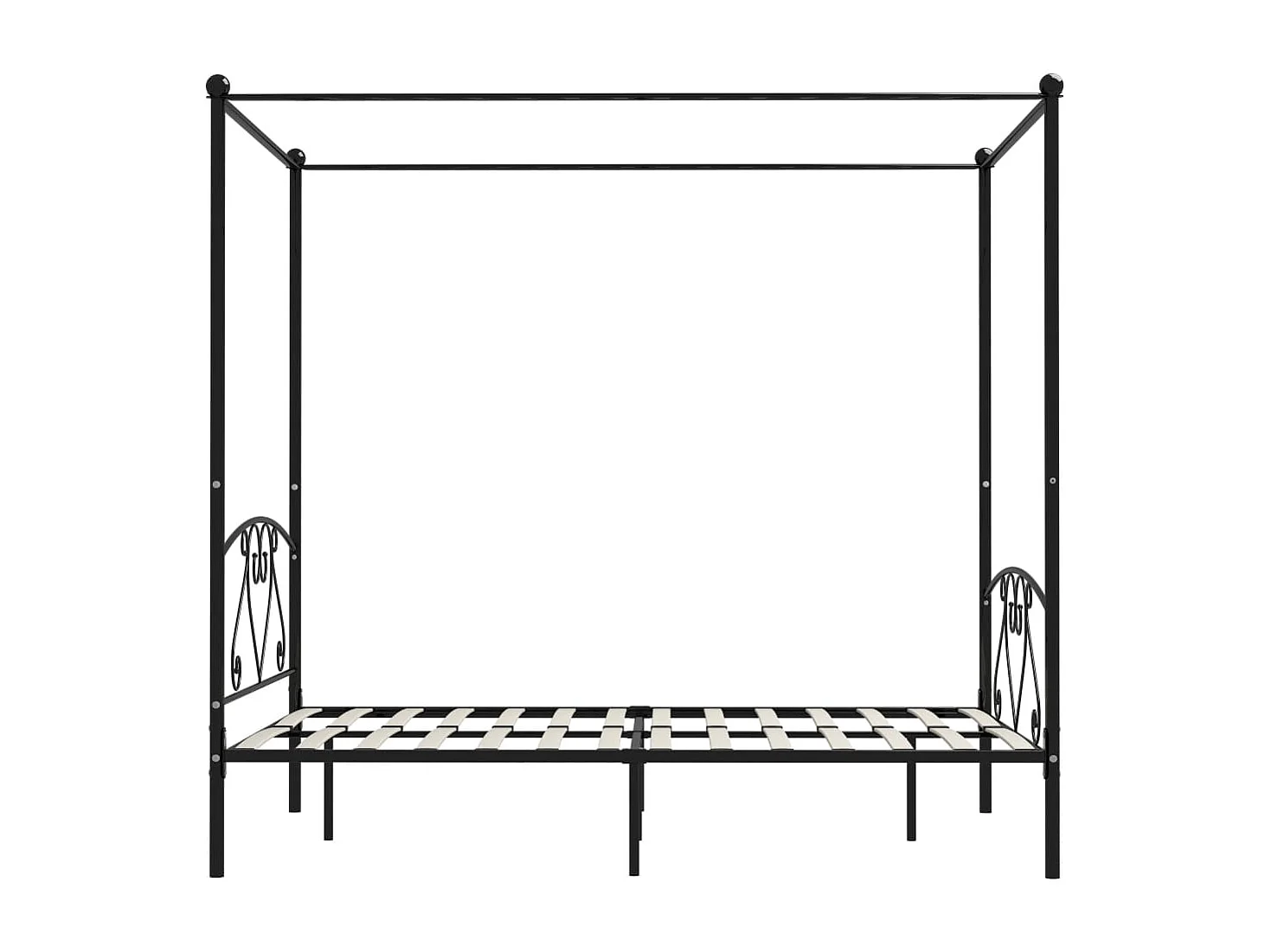 Cadre de lit sans matelas avec baldaquin noir 160x200 cm métal