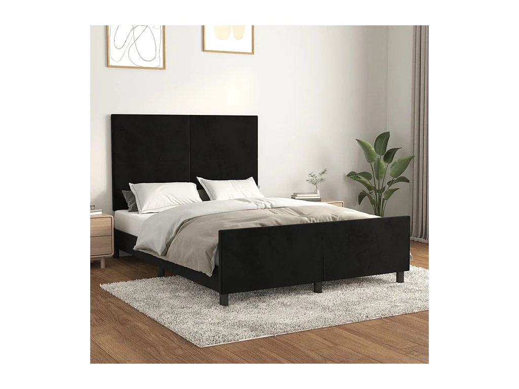 Cadre de lit sans matelas noir 140x190 cm velours