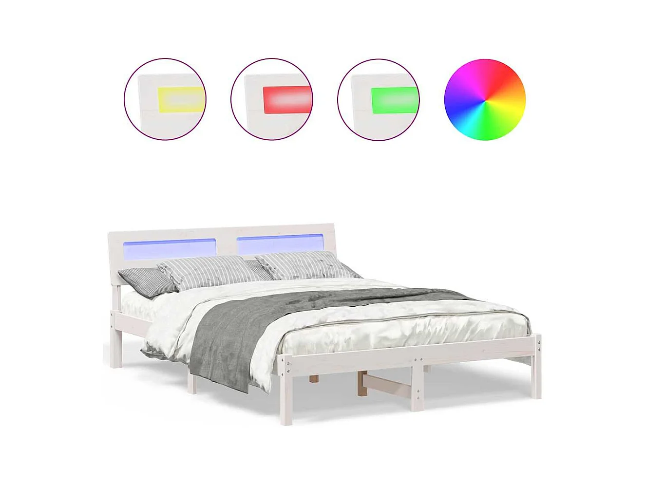 Cadre de lit Blanc 135 x 190 cm Bois massif en pin