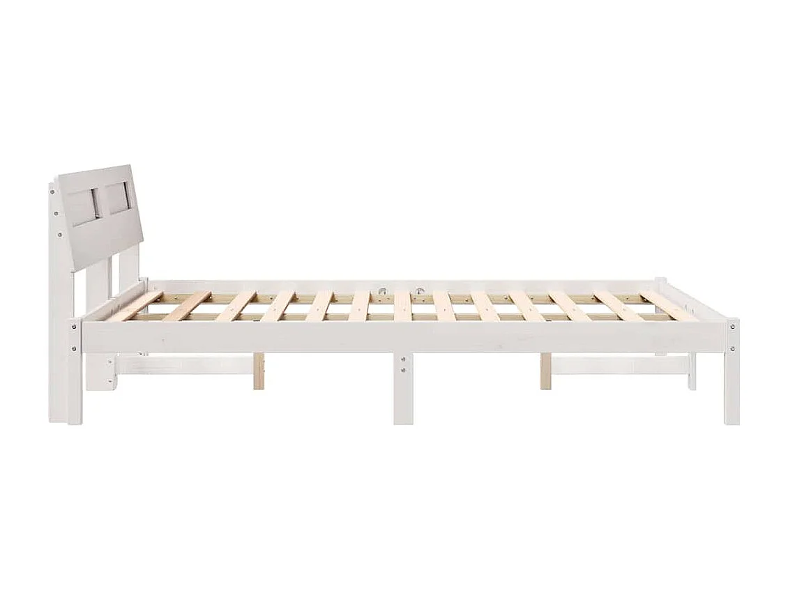 Wit bedframe 135 x 190 cm Massief grenenhout