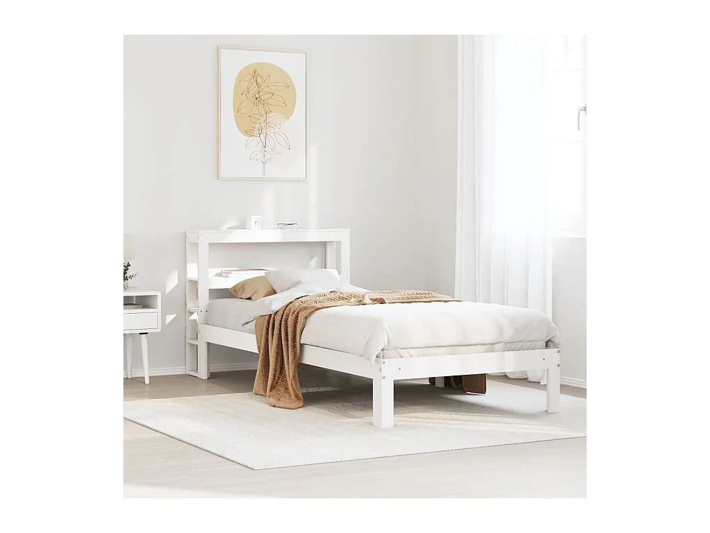 Bedframe met hoofdbord zonder matras wit 90x200 cm