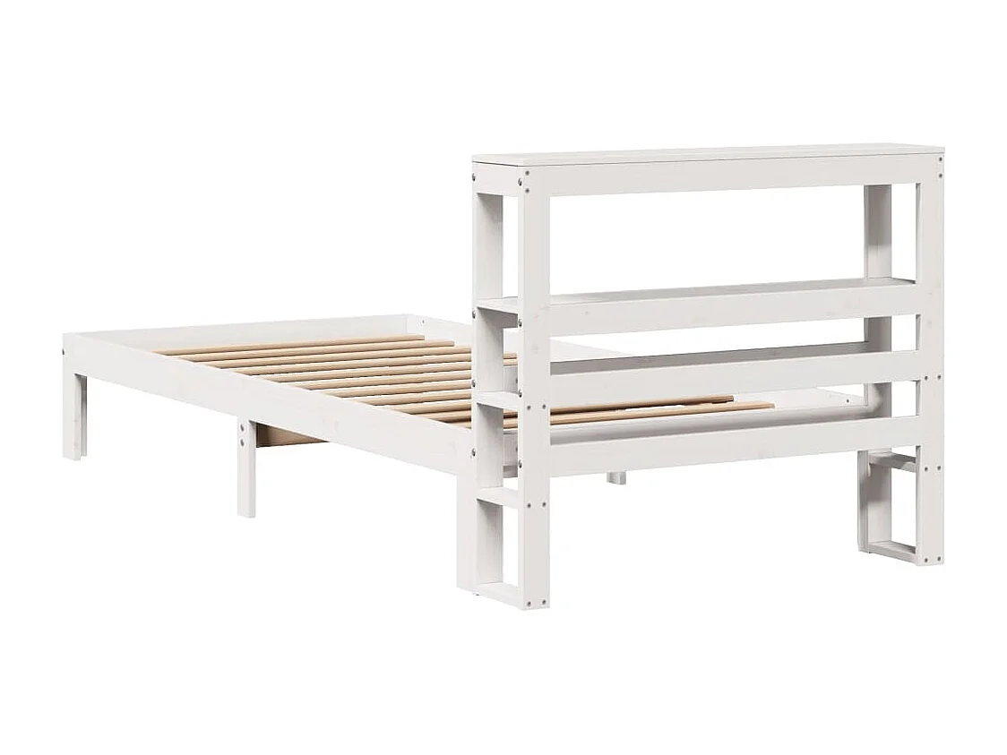 Estructura de cama con cabecero sin colchón blanco 90x200 cm