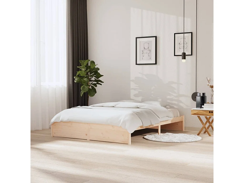 Estructura de cama de madera maciza sin colchón 160x200 cm