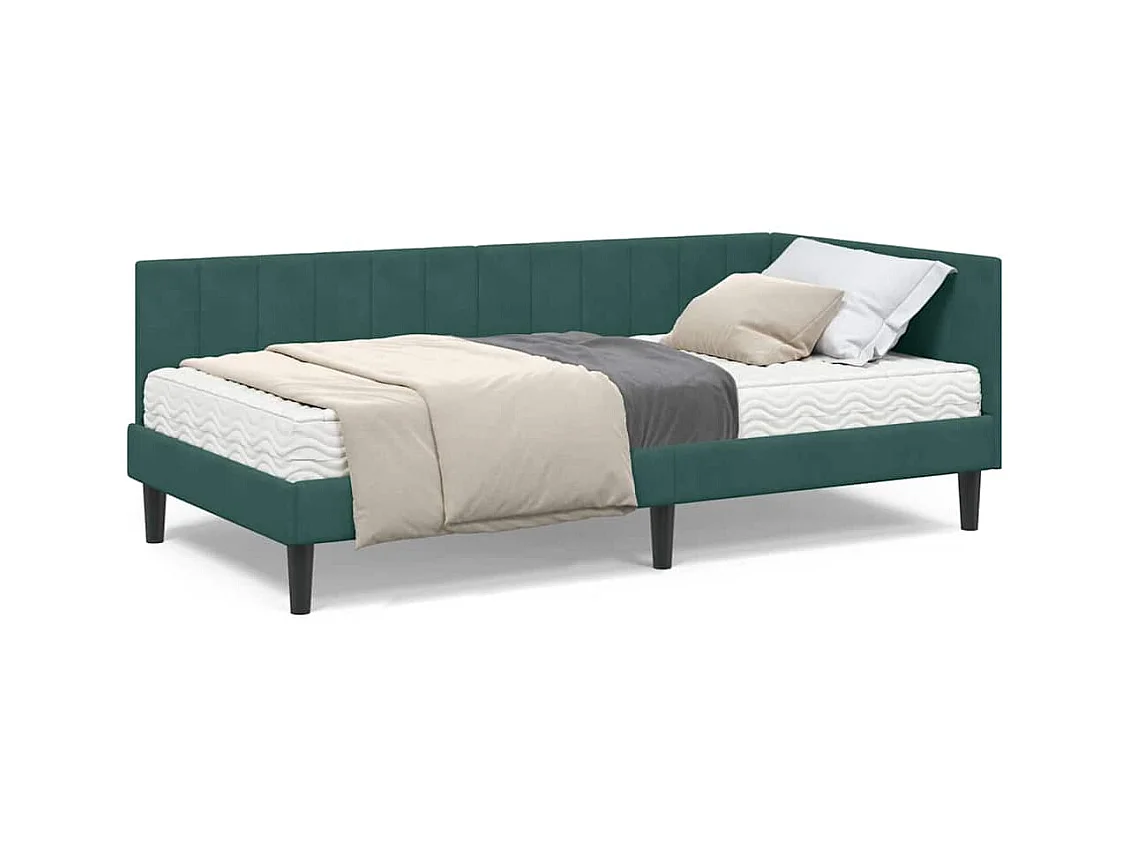 Cadre de lit d'angle Vert foncé 90 x 200 cm Velours