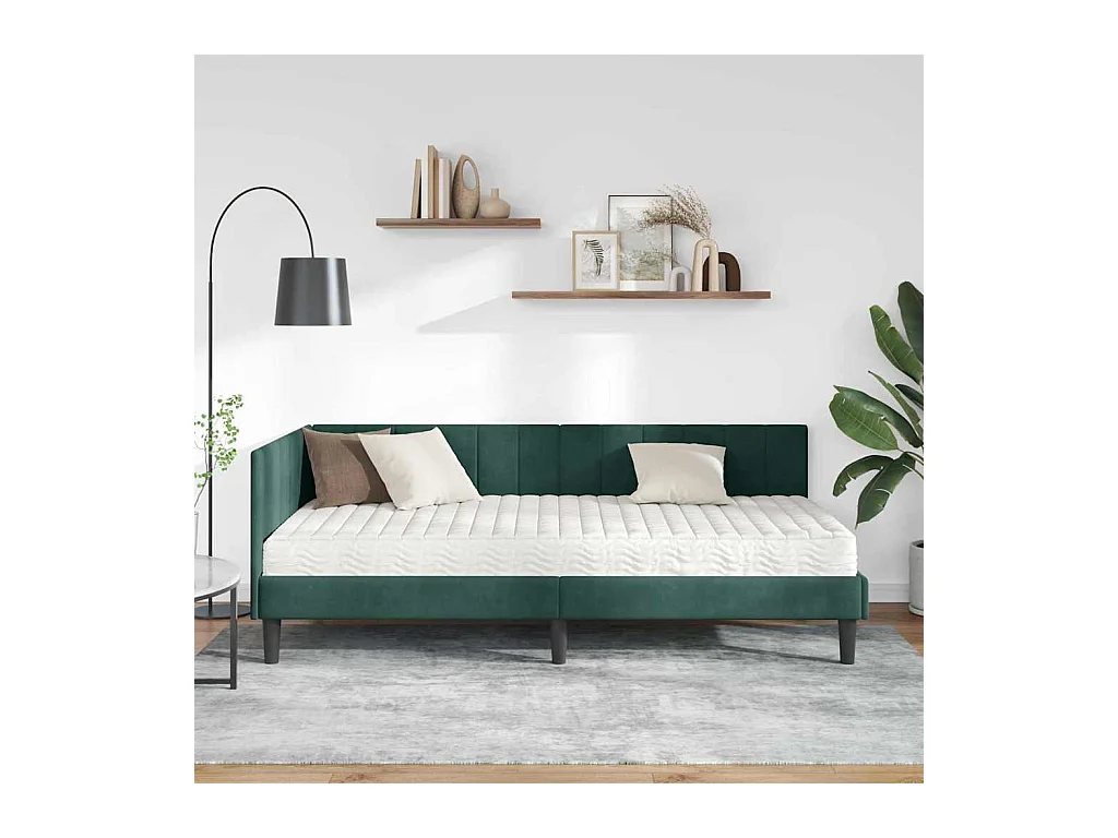 Cadre de lit d'angle Vert foncé 90 x 200 cm Velours