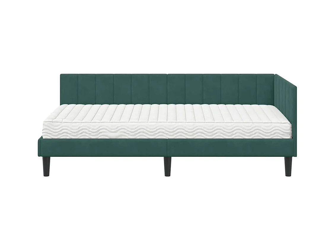 Cadre de lit d'angle Vert foncé 90 x 200 cm Velours