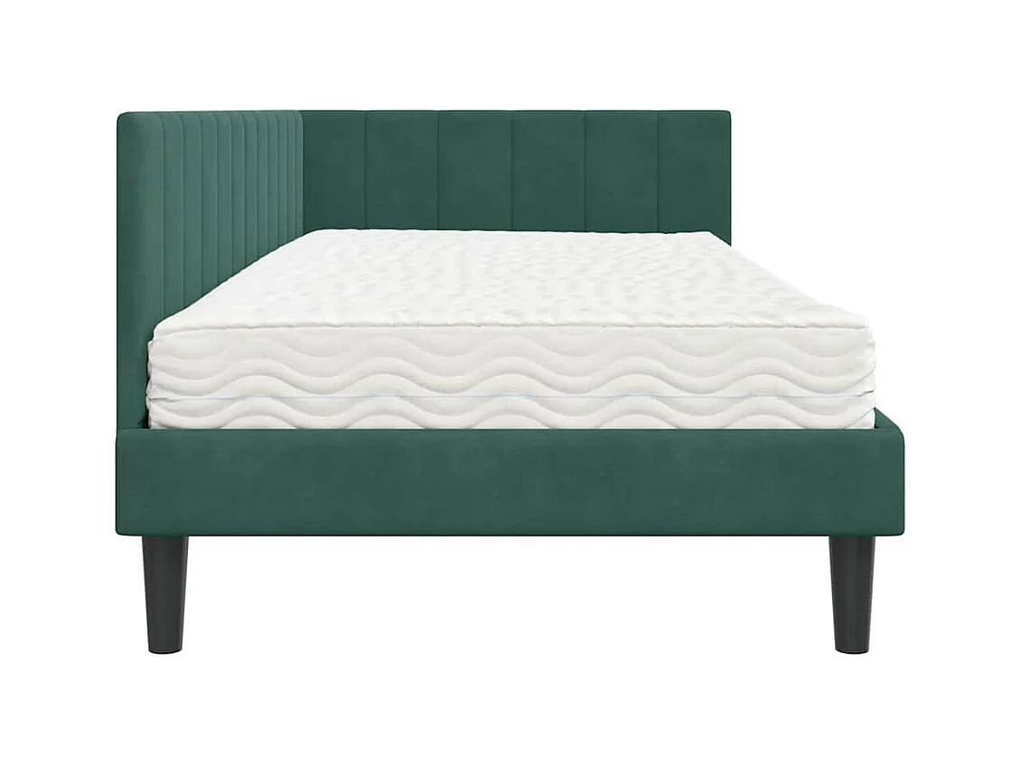 Cadre de lit d'angle Vert foncé 90 x 200 cm Velours