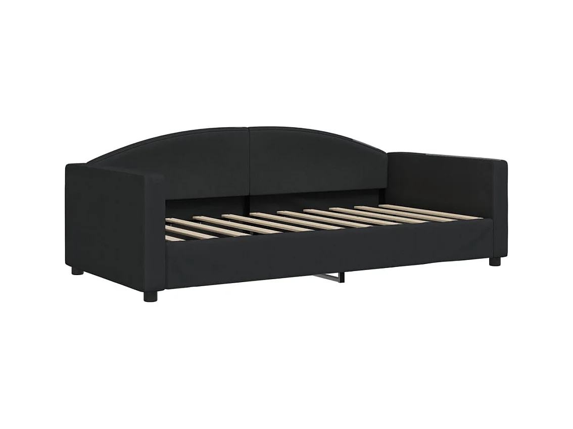 Dagbed met onderschuifbed en lades zwart 90x190 cm stof
