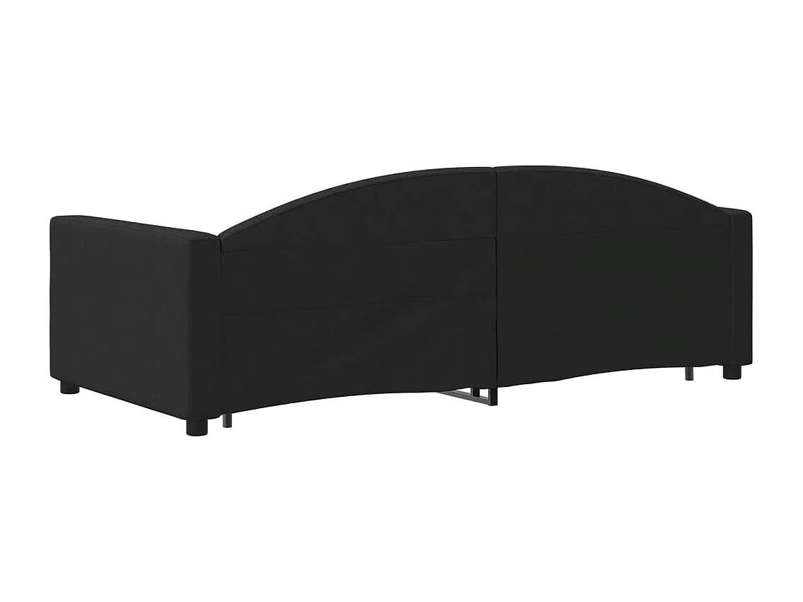 Divano letto con rotelle e cassetti in tessuto nero 90x190 cm