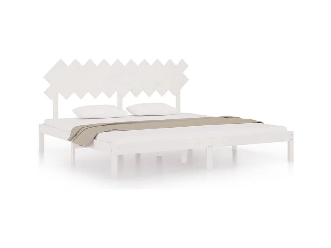 Struttura letto senza materasso bianco 200x200 cm in legno massello