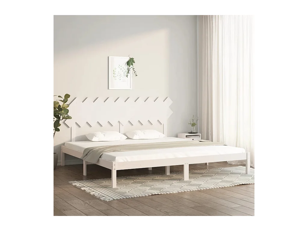 Bedframe zonder matras wit 200x200 cm massief hout