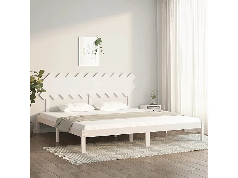 Bedframe zonder matras wit 200x200 cm massief hout