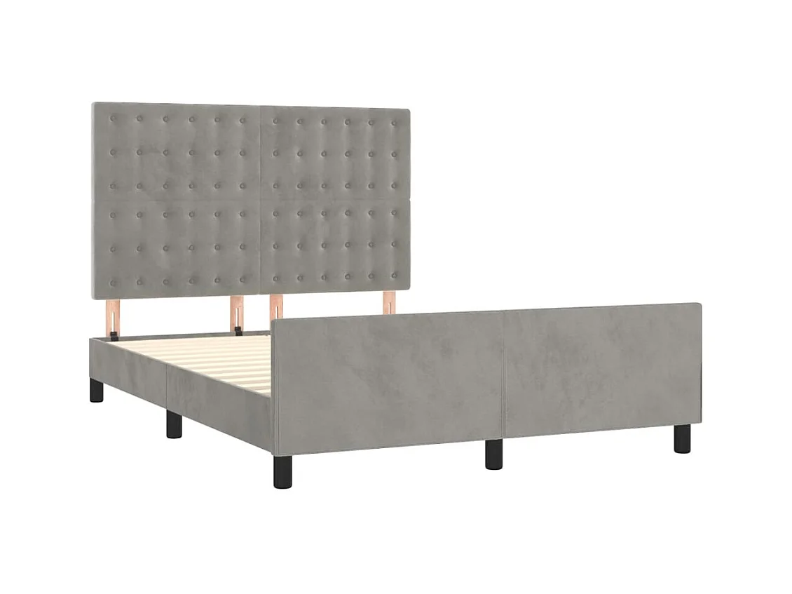 Bedframe zonder matras lichtgrijs 140x190 cm fluweel