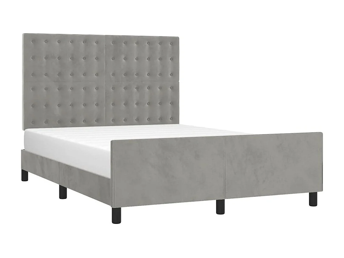 Cadre de lit sans matelas gris clair 140x190 cm velours
