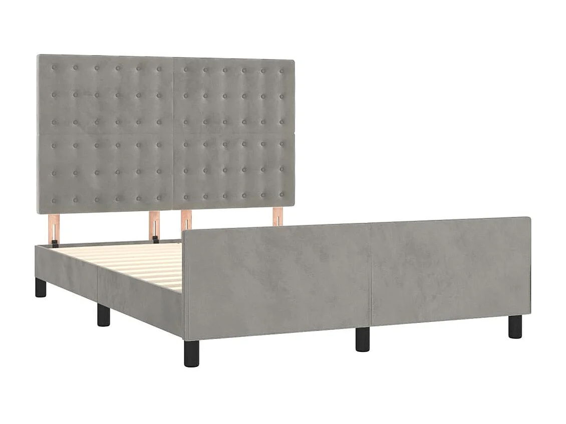 Cadre de lit sans matelas gris clair 140x190 cm velours