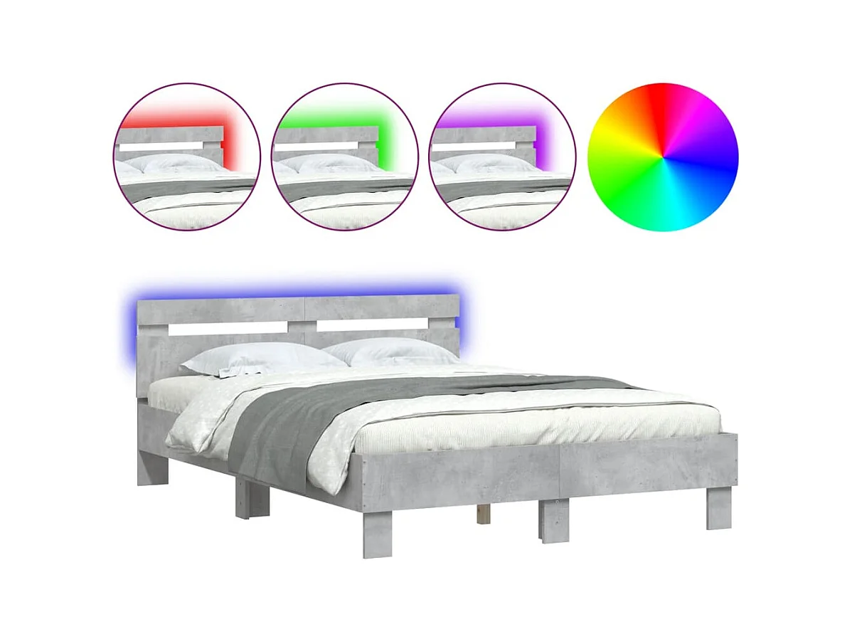Struttura letto con LED senza materasso grigio cemento 120x200 cm