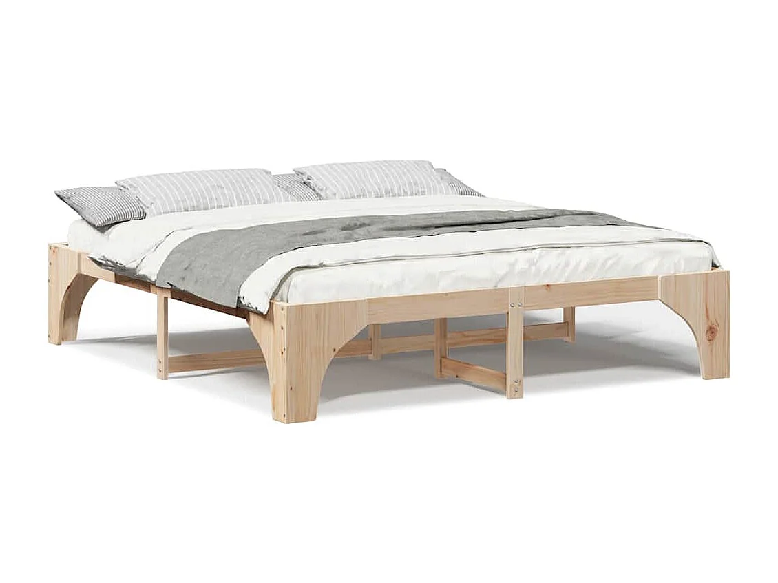 Cadre de lit surélevé Marron 180 x 200 cm Bois massif en pin