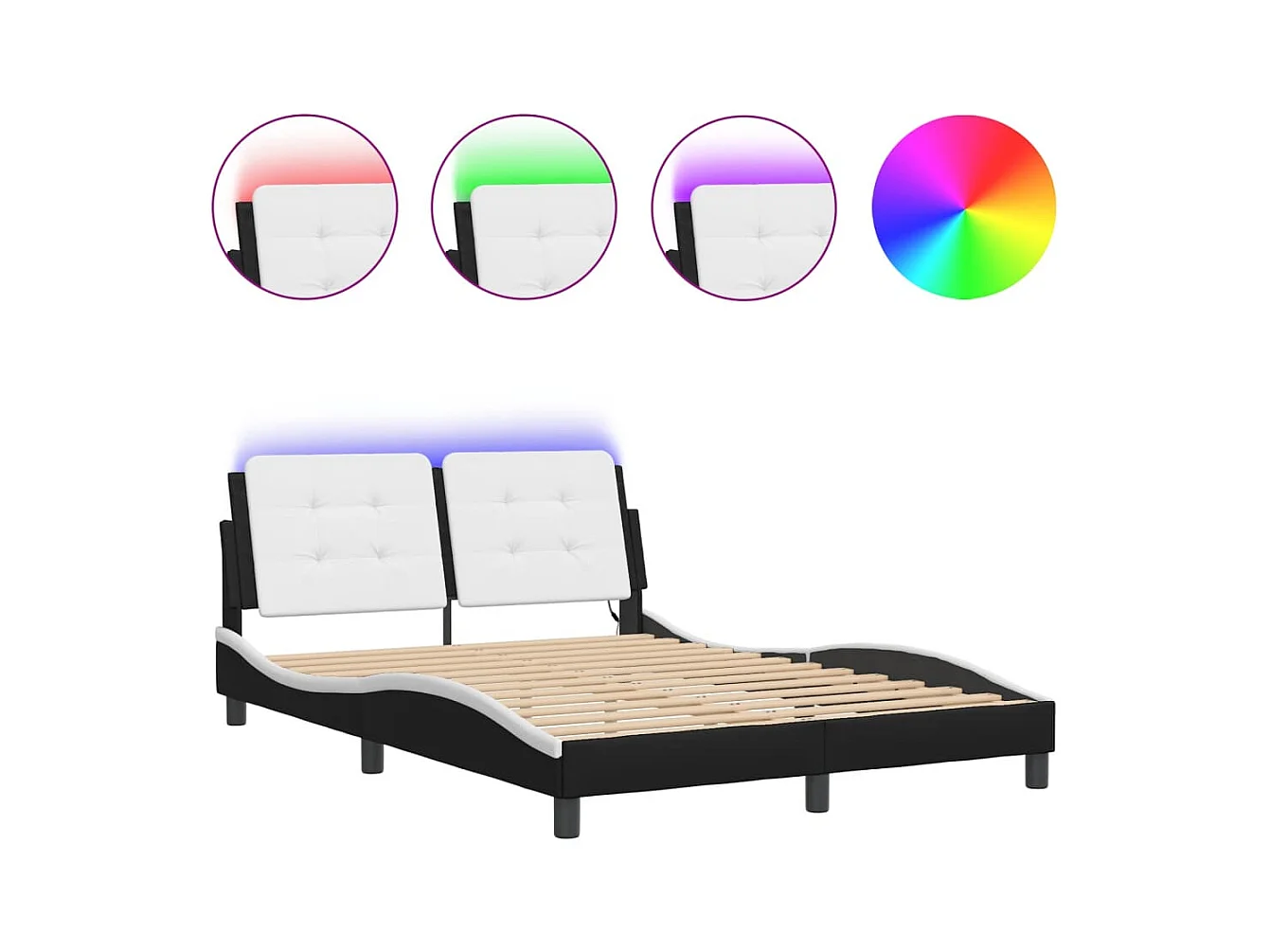 Bedframe met LED zonder matras zwart-wit 120x200 cm