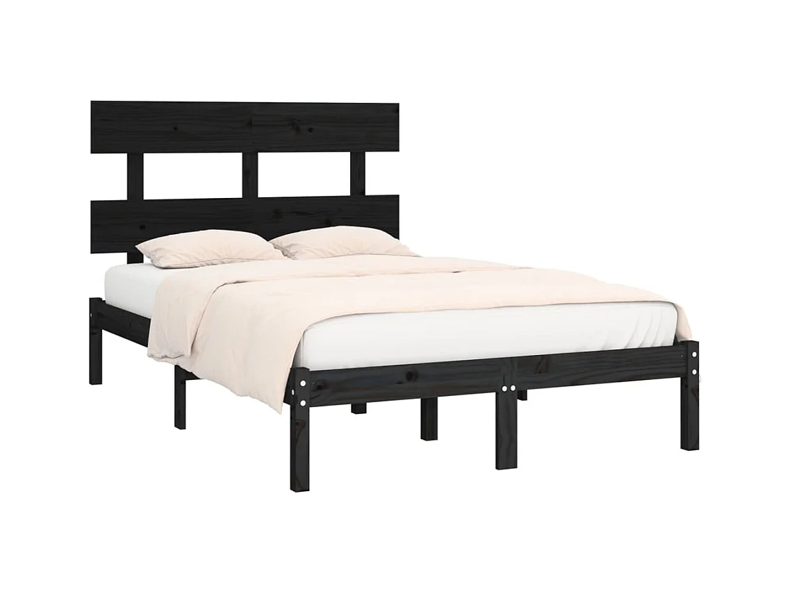 Bedframe zonder matras zwart 140x190 cm massief hout