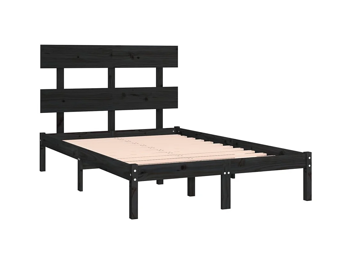 Bedframe zonder matras zwart 140x190 cm massief hout