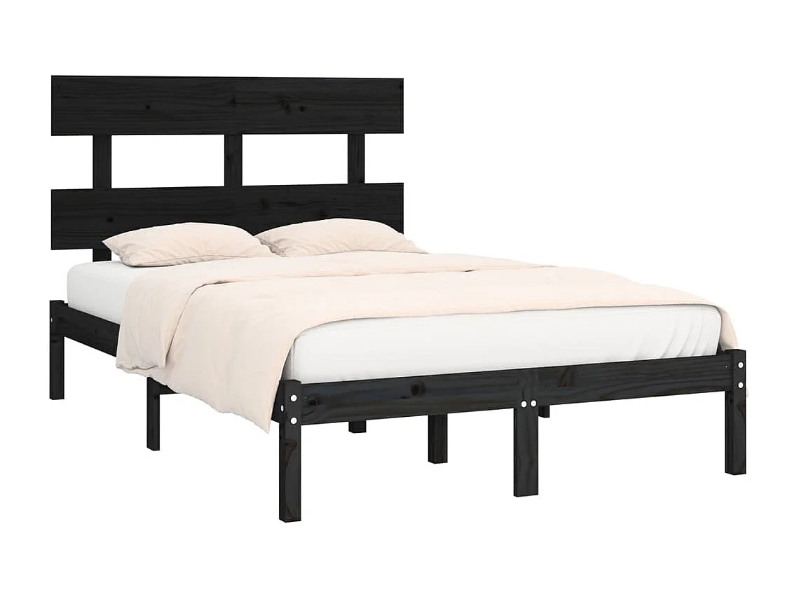 Struttura letto senza materasso nero 140x190 cm in legno massello