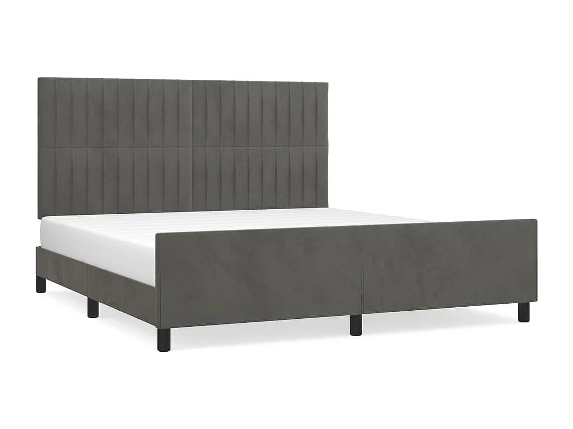 Cadre de lit sans matelas gris foncé velours