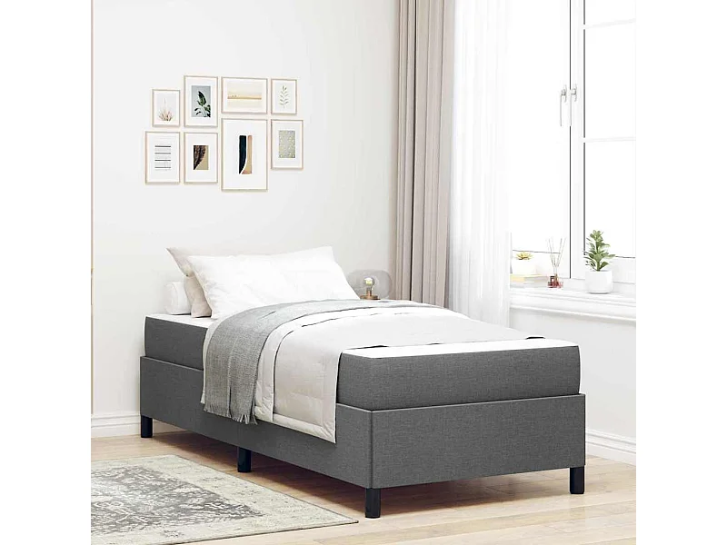 Boxspringbett 100 x 200 cm, dunkelgrau und schwarz