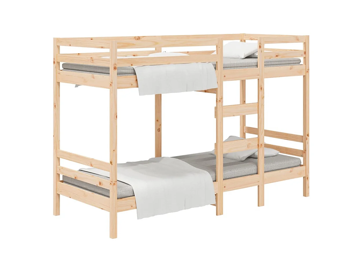 Letto a castello senza materasso 75x190 cm in legno massello di pino