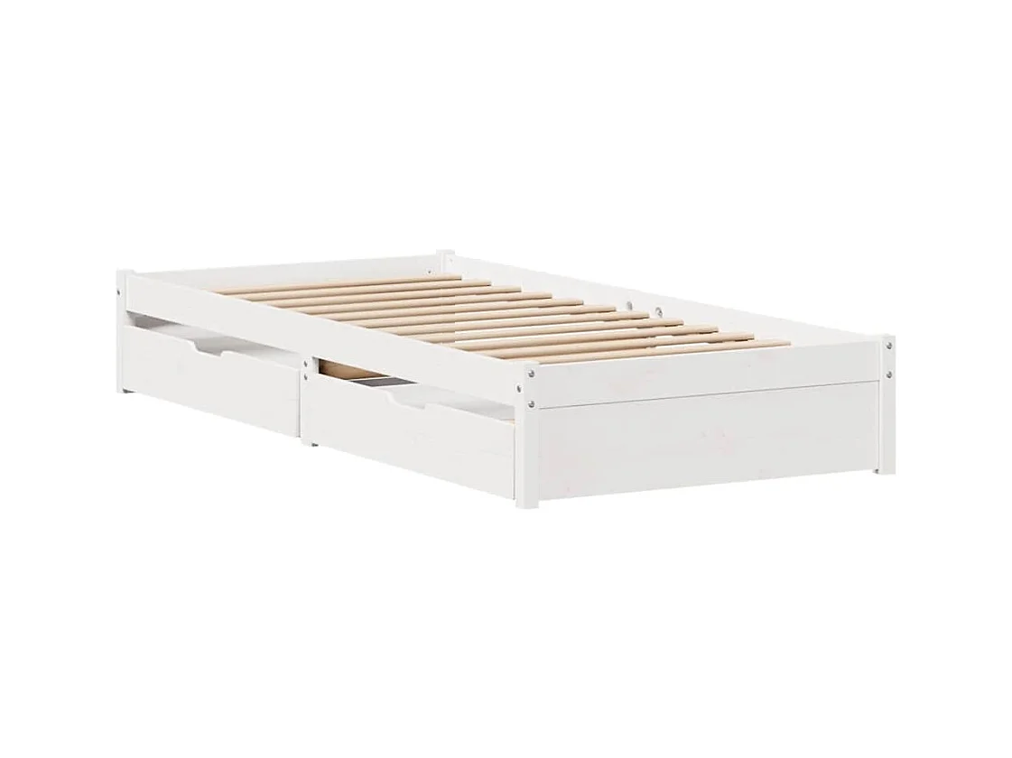 Estructura de cama sin colchón blanca 100x200 cm madera maciza de pino