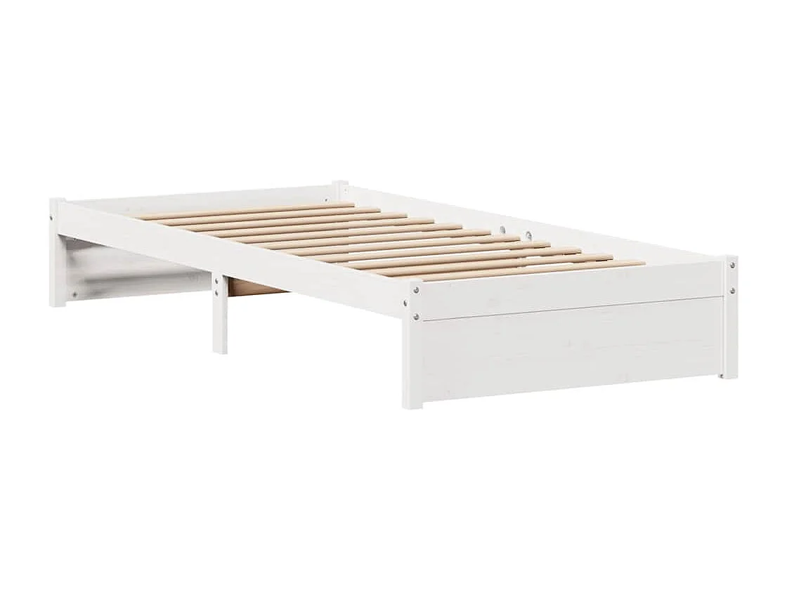 Estructura de cama sin colchón blanca 100x200 cm madera maciza de pino
