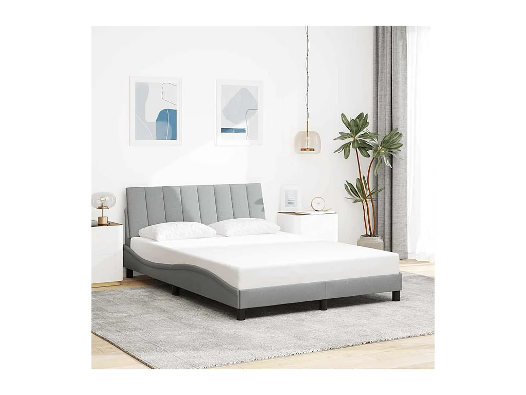 Cadre de lit sans matelas gris clair 120x200 cm tissu
