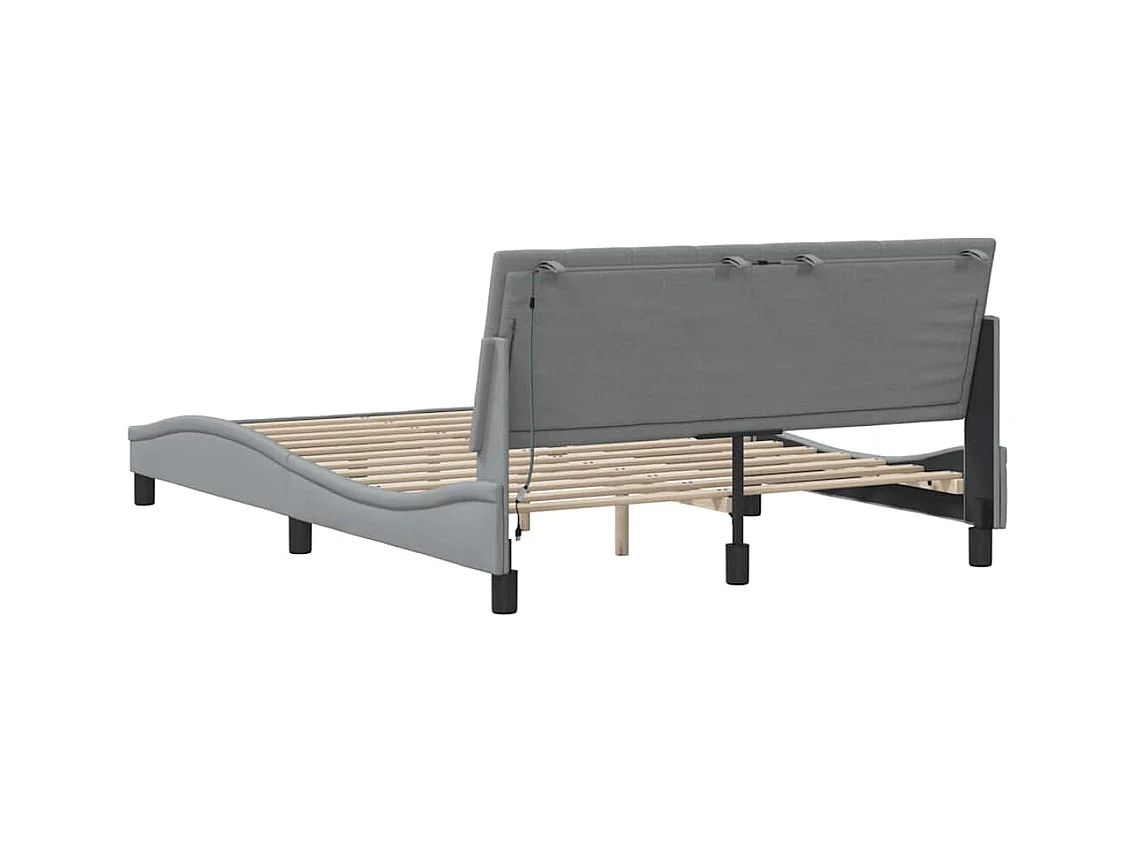 Cadre de lit sans matelas gris clair 120x200 cm tissu