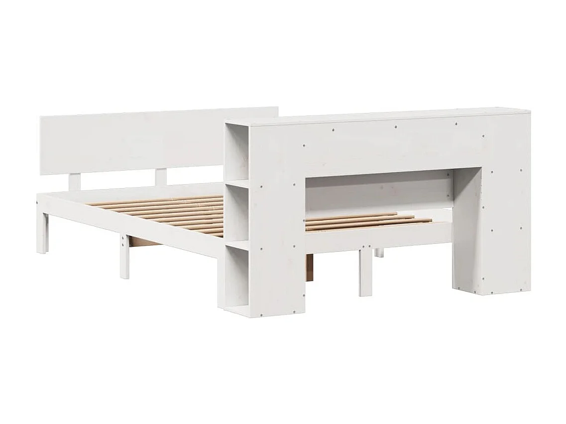 Bibliotheekbed zonder matras wit 120x190 cm massief grenenhout