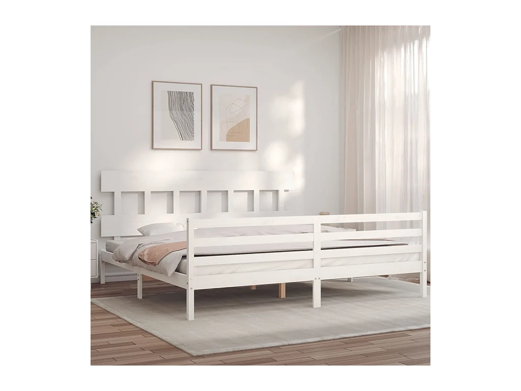 Bedframe zonder matras wit 200x200 cm massief hout