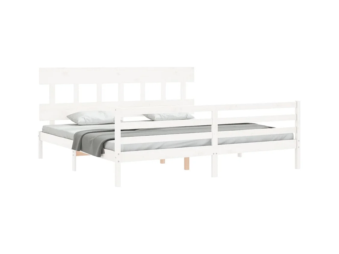 Bedframe zonder matras wit 200x200 cm massief hout