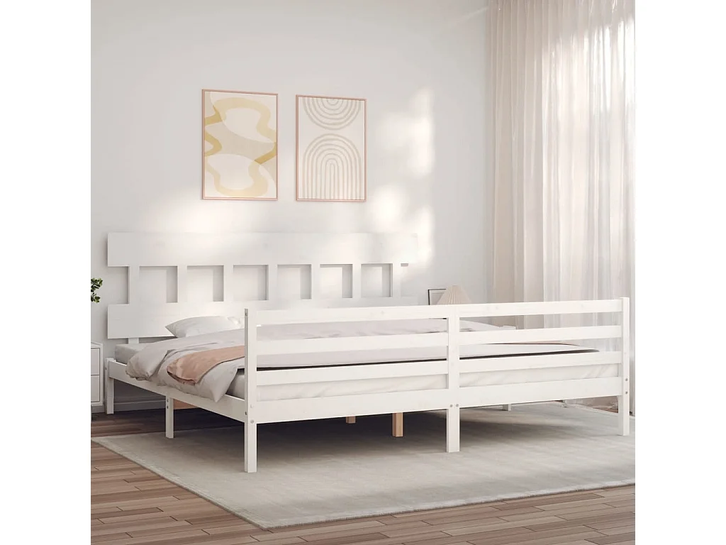 Estructura de cama sin colchón blanca 200x200 cm madera maciza