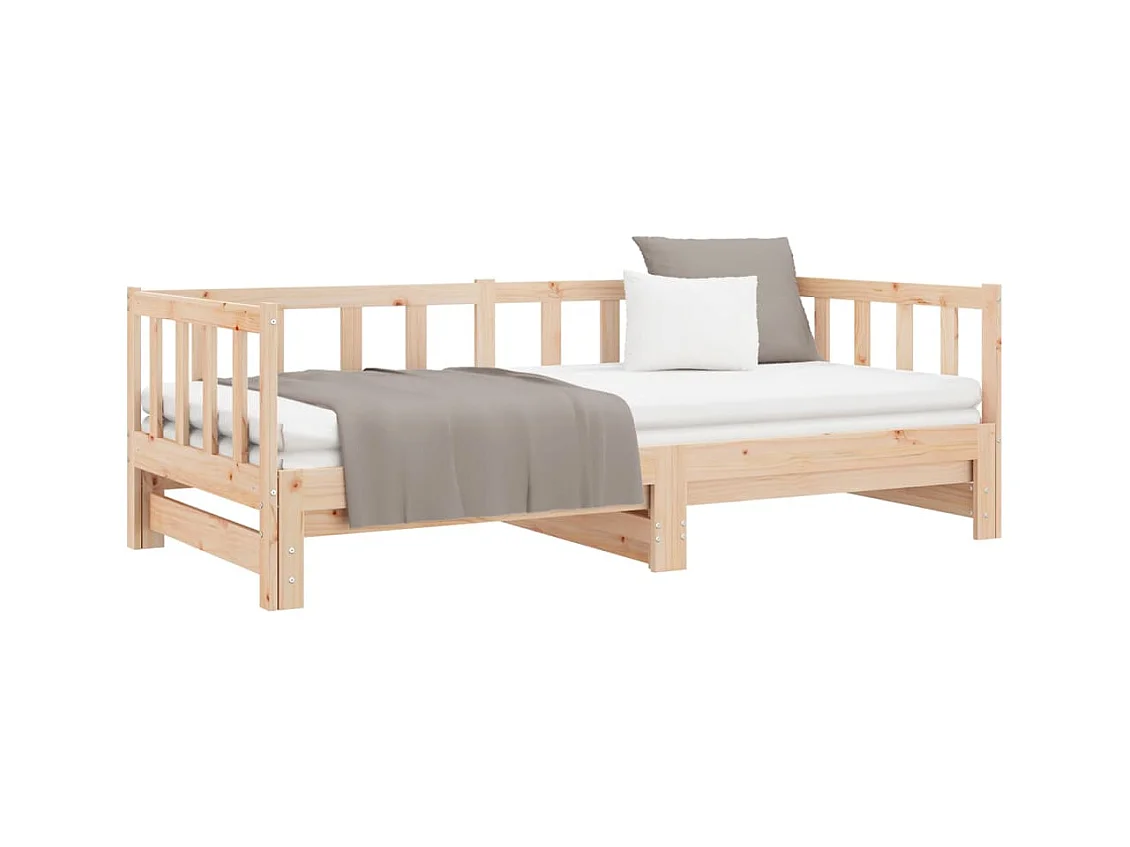 Schuifbed 2x(80x200) cm Massief grenenhout