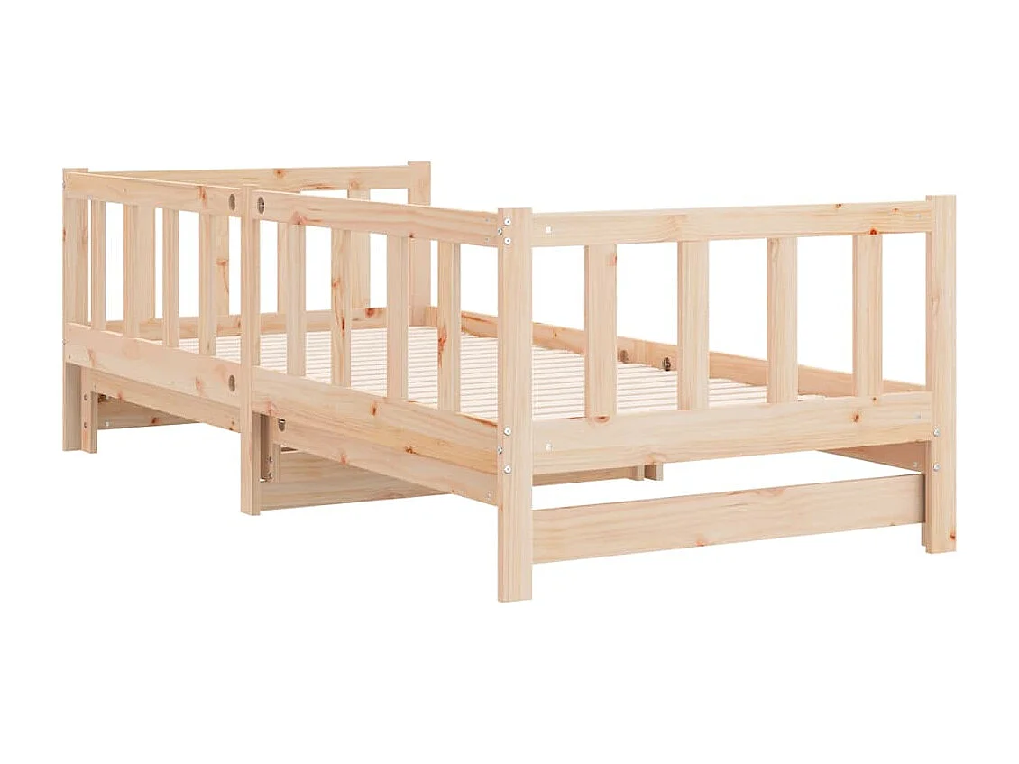 Schuifbed 2x(80x200) cm Massief grenenhout