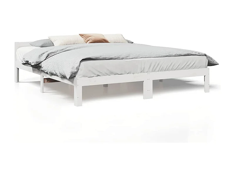 Cadre de lit sans matelas blanc 160x200 cm bois de pin massif