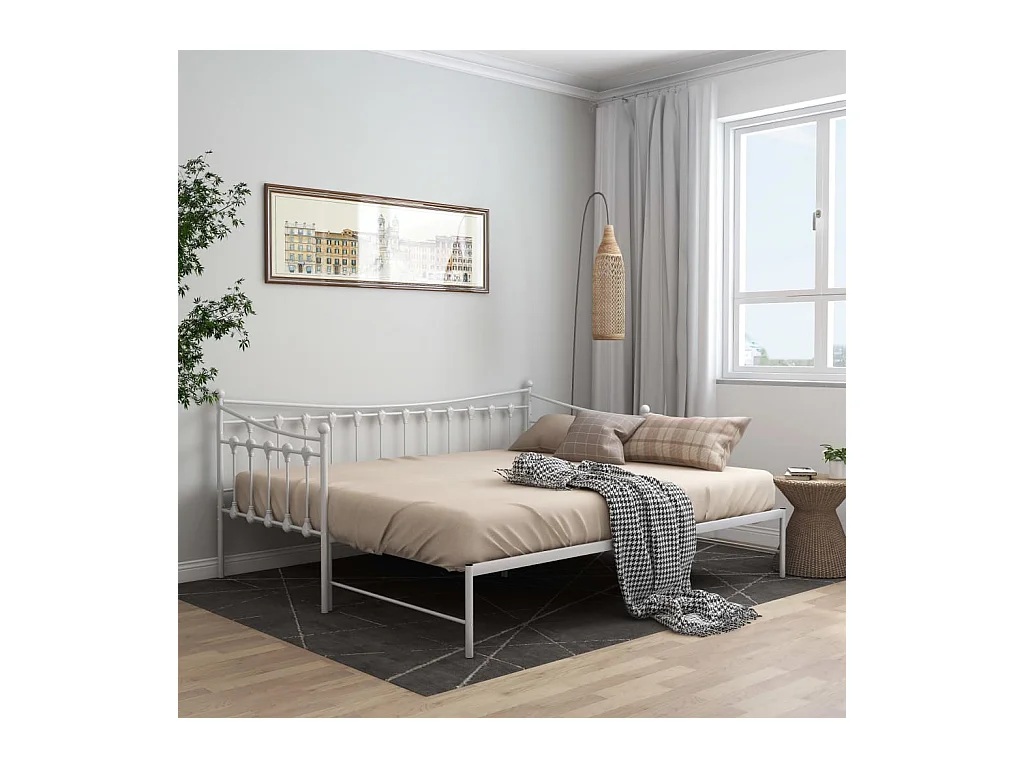 Uitschuifbaar slaapbankframe zonder matras wit 90x200 cm