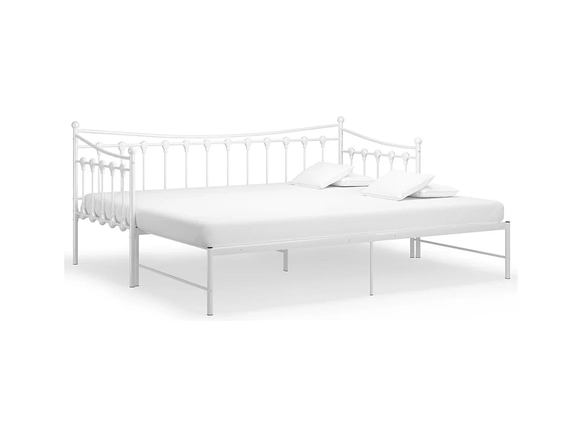 Uitschuifbaar slaapbankframe zonder matras wit 90x200 cm