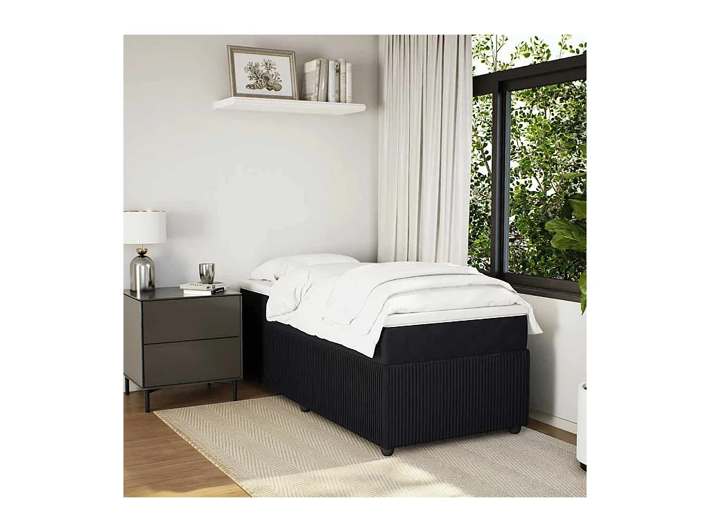 Lattenbodem en matras Zwart 80x200 cm Fluweel