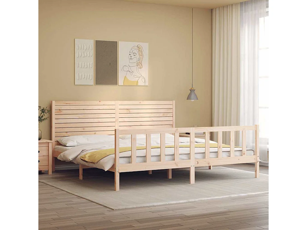 Cadre de lit sans matelas 200x200 cm bois massif de pin