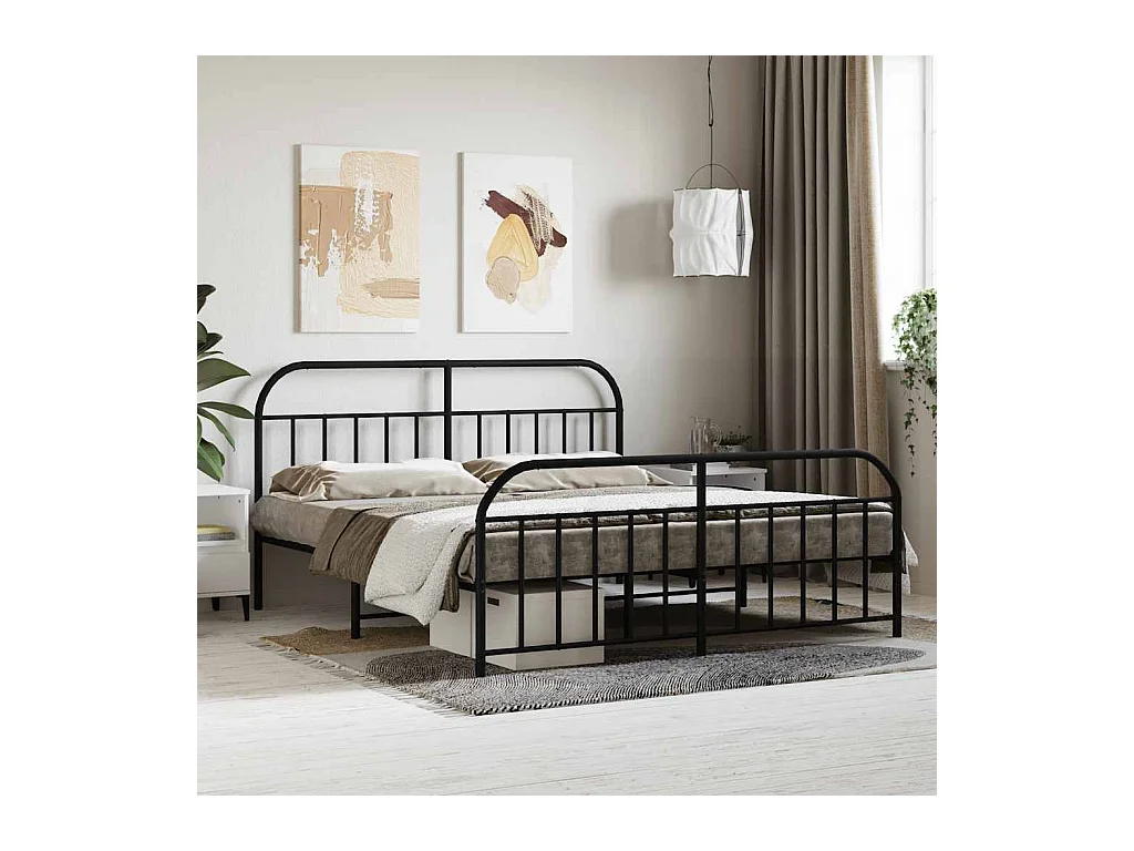 Metalen bedframe zonder matras met zwart voeteneinde 160x200cm