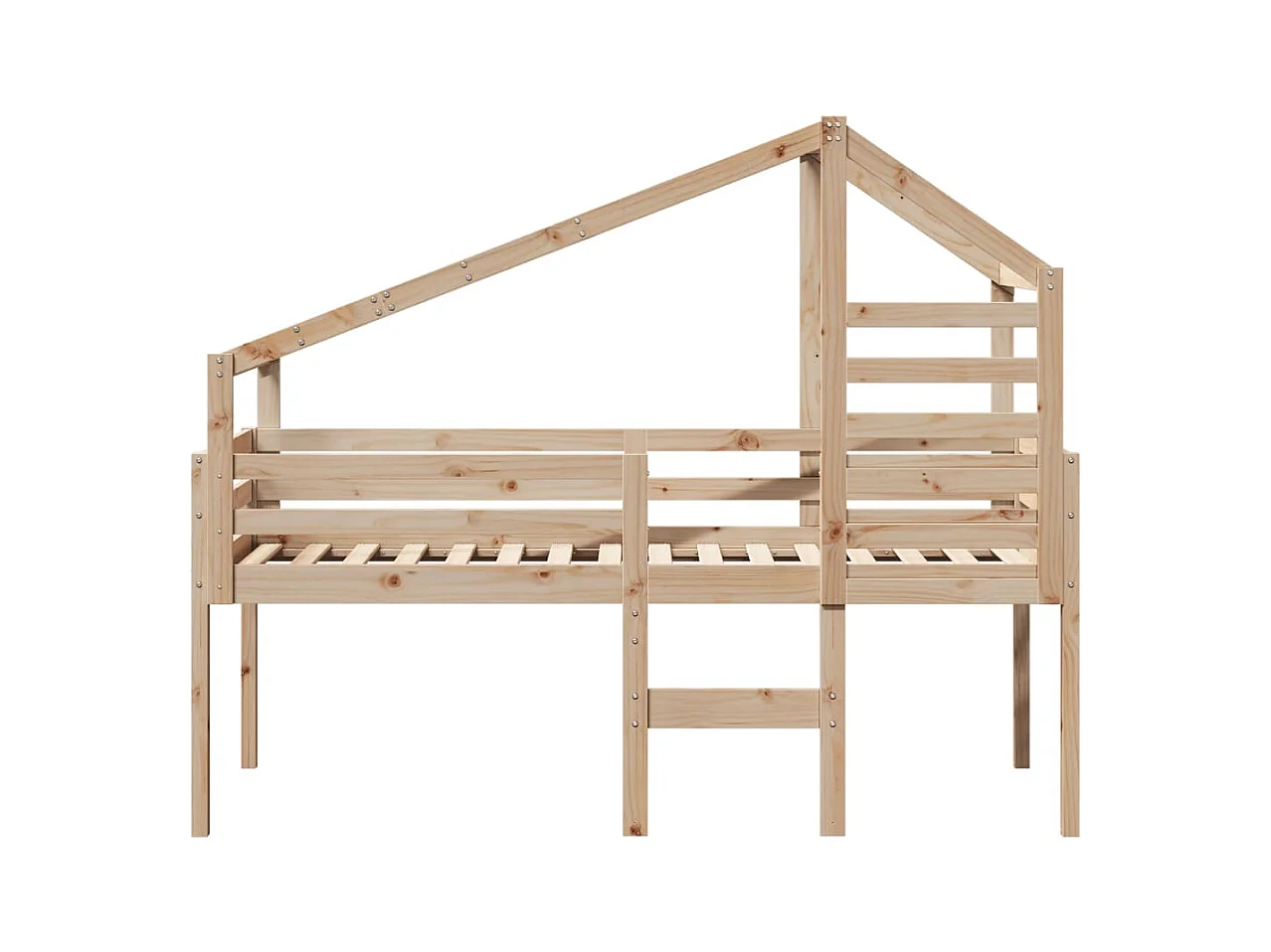 Letto alto senza materasso 90x190 cm in legno massello di pino